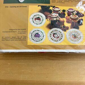 Creative Circle Fruit Jam Lid Covers Crewel Kit 1910 Vintage Apple Grape Orange